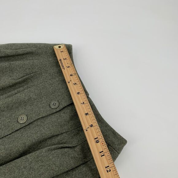Vintage 1970s Cacharel Pleated Wool A-Line Button Front Skirt 36 US 4 Green Gray - Picture 7 of 7